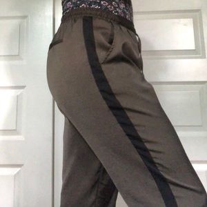 Green silky summery pants with drawstrings MANGO